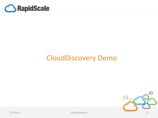 CloudDiscovery Demo
5/7/2015 CloudDiscovery 12
 