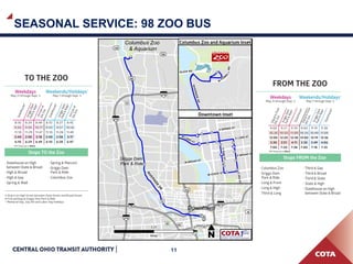 11
SEASONAL SERVICE: 98 ZOO BUS
 