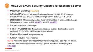 Copyright © 2022 Ivanti. All rights reserved.
MS22-05-EXCH: Security Updates for Exchange Server
 Maximum Severity: Impor...