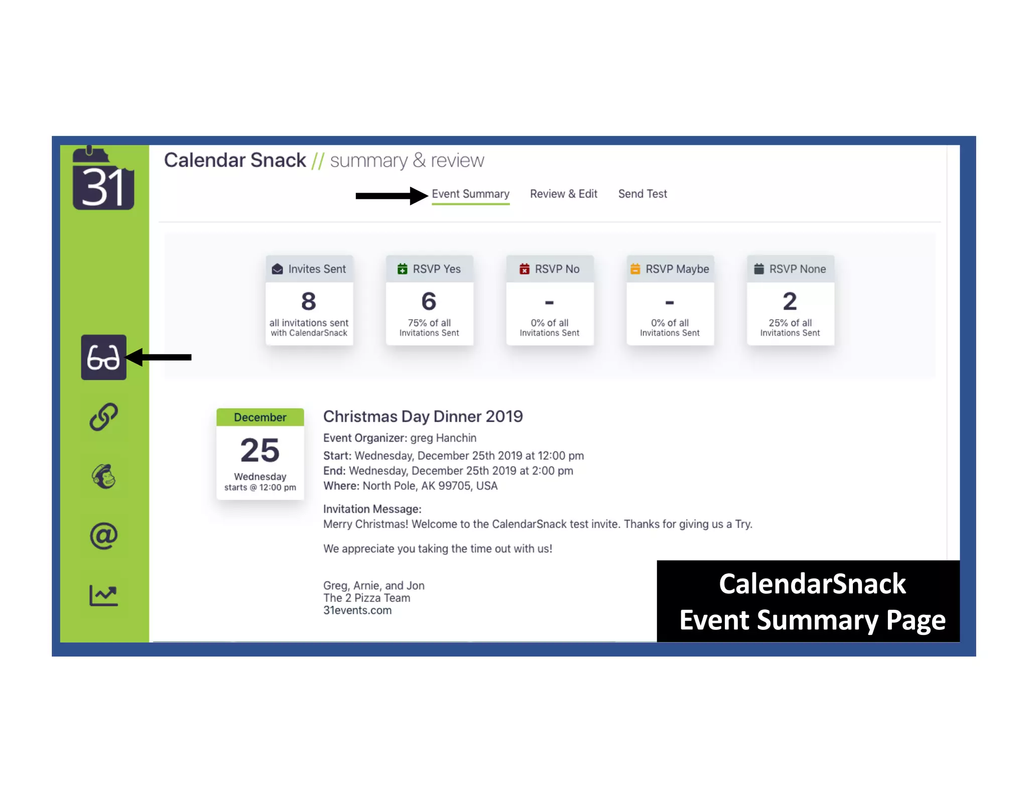 CalendarSnack
Event Summary Page
 