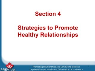 Section 4
Strategies to Promote
Healthy Relationships
1
 