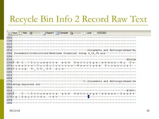 Recycle Bin Info 2 Record Raw Text 