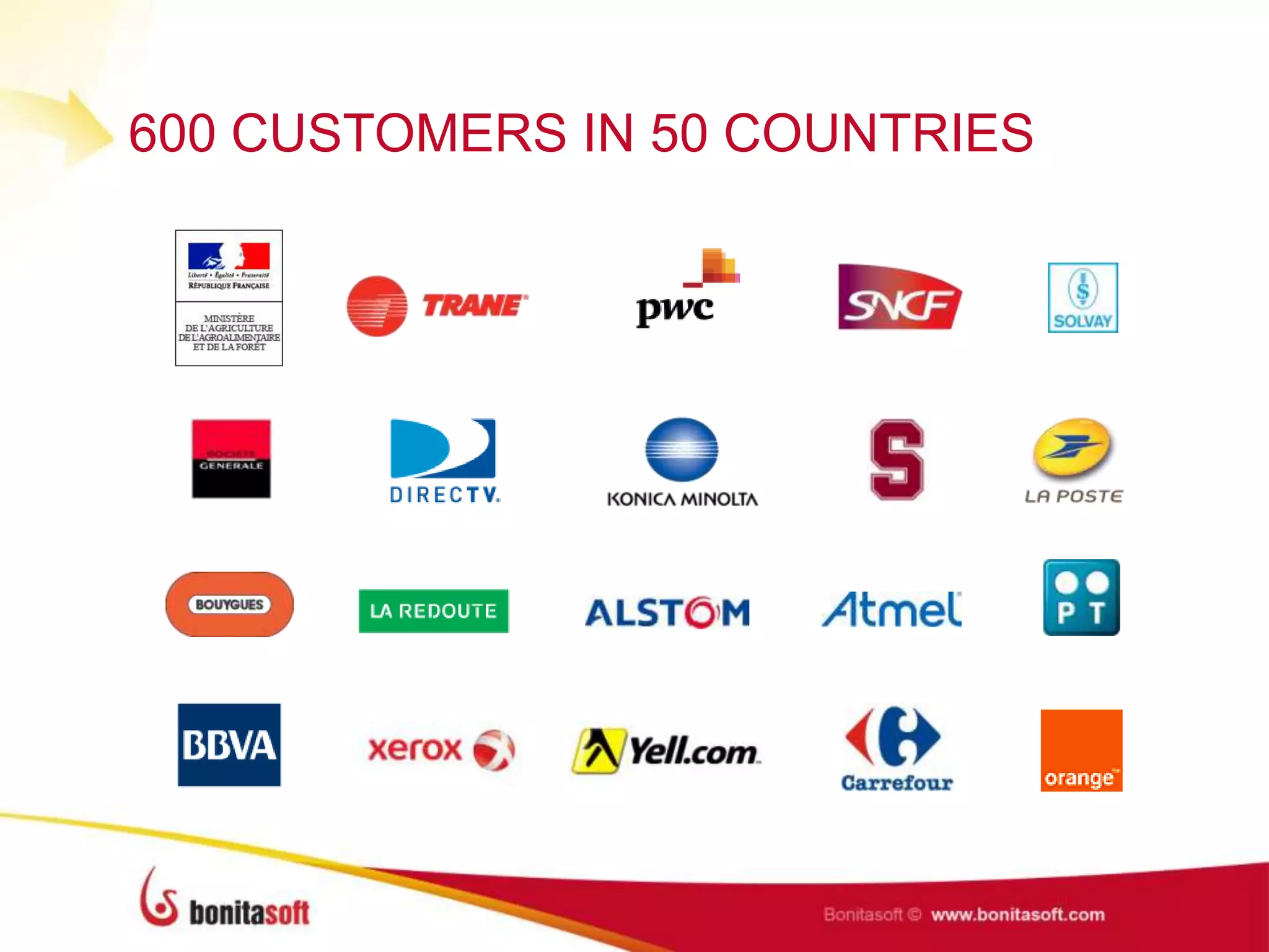 600 CUSTOMERS IN 50 COUNTRIES
 