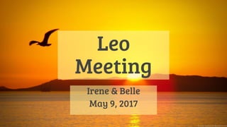 Leo
Meeting
Irene & Belle
May 9, 2017
 