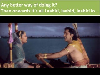 Any better way of doing it?
Then onwards it's all Laahiri, laahiri, laahiri lo…
 