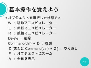 ֥Ȥxk״Bǣ
W  Ƅӥޥ˥ԥ``
  ܞޥ˥ԥ``
  sޥ˥ԥ``
Delete  
Command(ctrl)  D  }u
 [ޤ Command(ctrl)  Z ]  ֱ
  ֥Ȥ˥`
  ȫʾ
P-10
ҙ褦
 