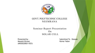 ppt on solar system and its installation | PPTX