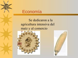 Se dedicaron a la
agricultura intensiva del
maíz y al comercio
Economía
 