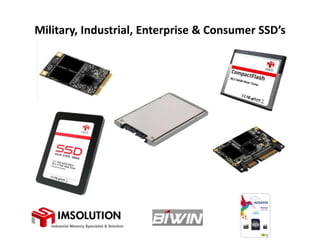 Military, Industrial, Enterprise & Consumer SSD’s
 