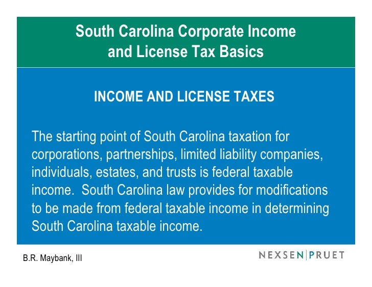 Tax Basics by Burnie Maybank, South Carolina Economic Developm…