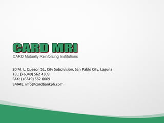 Evolution of CARD MBA and its impact to microinsurance industry | PPT