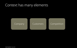 Context has many elements

Company

Matt Mayfield . Dec 2013

Customers

Competition

 