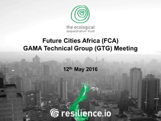 Future Cities Africa (FCA)
GAMA Technical Group (GTG) Meeting
12th May 2016
 