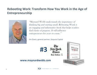 RebooMng	
  Work:	
  Transform	
  How	
  You	
  Work	
  in	
  the	
  Age	
  of	
  
         Entrepreneurship	
  	
  

    ...