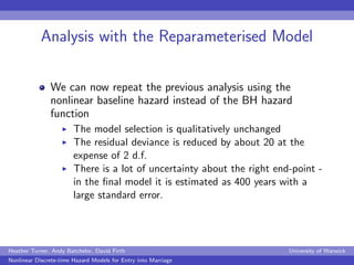 Analysis with the Reparameterised Model

               We can now repeat the previous analysis using the
               n...