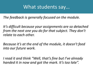 Take five: in pairs
• Choose a student quote
that strikes you.
• What is the key issue?
• What strategies might
address this issue?
 