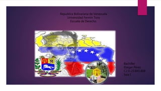 Republica Bolivariana de Venezuela
Universidad Fermín Toro
Escuela de Derecho.
Bachiller
Elaiger Pérez
C.I V-23.845.868
Saia I
 
