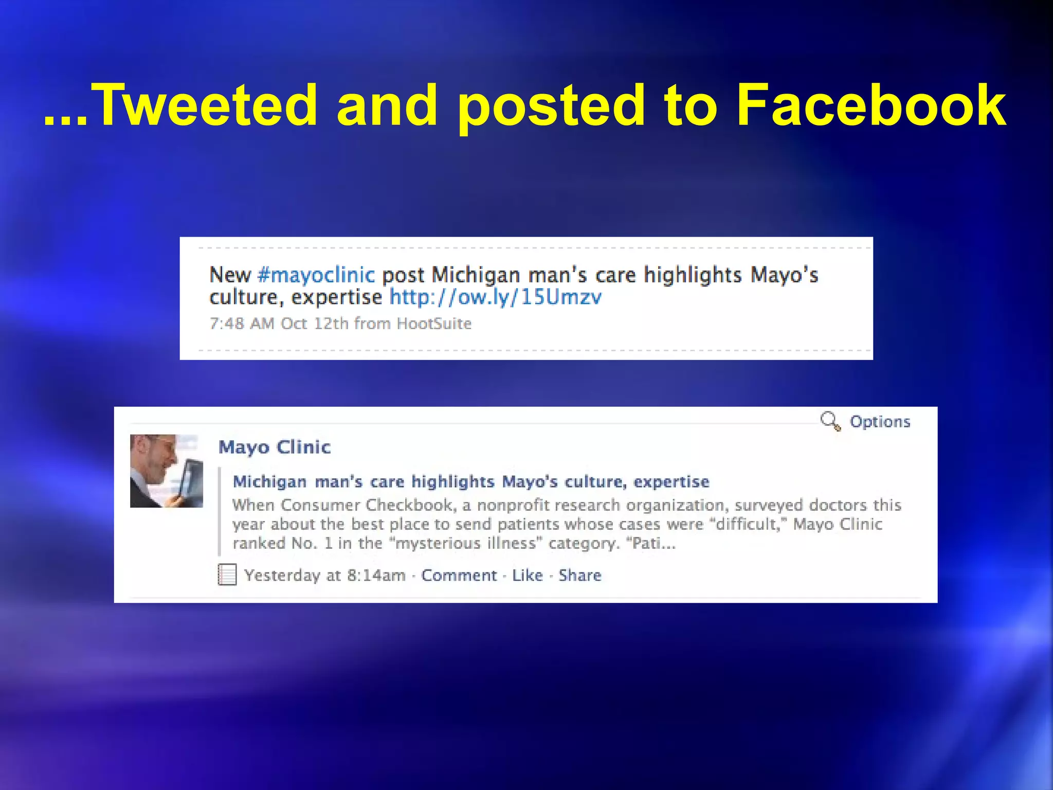 ...Tweeted and posted to Facebook 