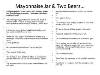 Mayonnaise Jar & Two Beers... ,[object Object],[object Object],[object Object],[object Object],[object Object],[object Object],[object Object],[object Object],[object Object],[object Object],[object Object],[object Object],[object Object],[object Object],[object Object],[object Object],[object Object],[object Object],[object Object],[object Object],[object Object],[object Object],[object Object],[object Object],[object Object],[object Object],[object Object],[object Object],[object Object],[object Object],[object Object],[object Object],[object Object],[object Object],[object Object]