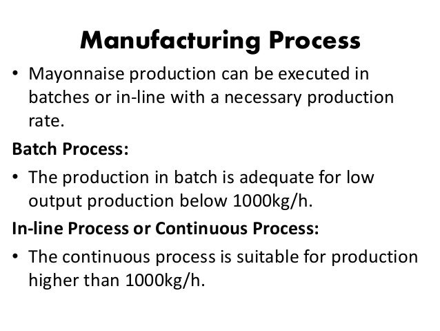 Flow Chart For Mayonnaise Production