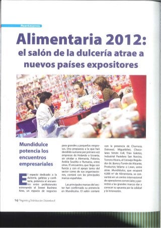Alimentaria 2012: el salón de la dulcería atrae a nuevos países expositores. Mayoreo y distribución (México), diciembre 2011
