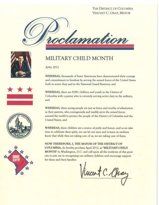 Mayor DC Proclamation--Month of Miitary Child