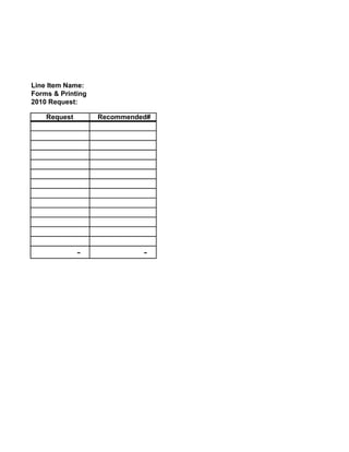 Line Item Name:
Forms & Printing
2010 Request:

    Request        Recommended#




              -              -
 