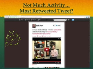 Not Much Activity…
Most Retweeted Tweet?
 