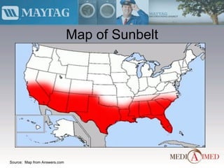 Map of Sunbelt Source:  Map from Answers.com 