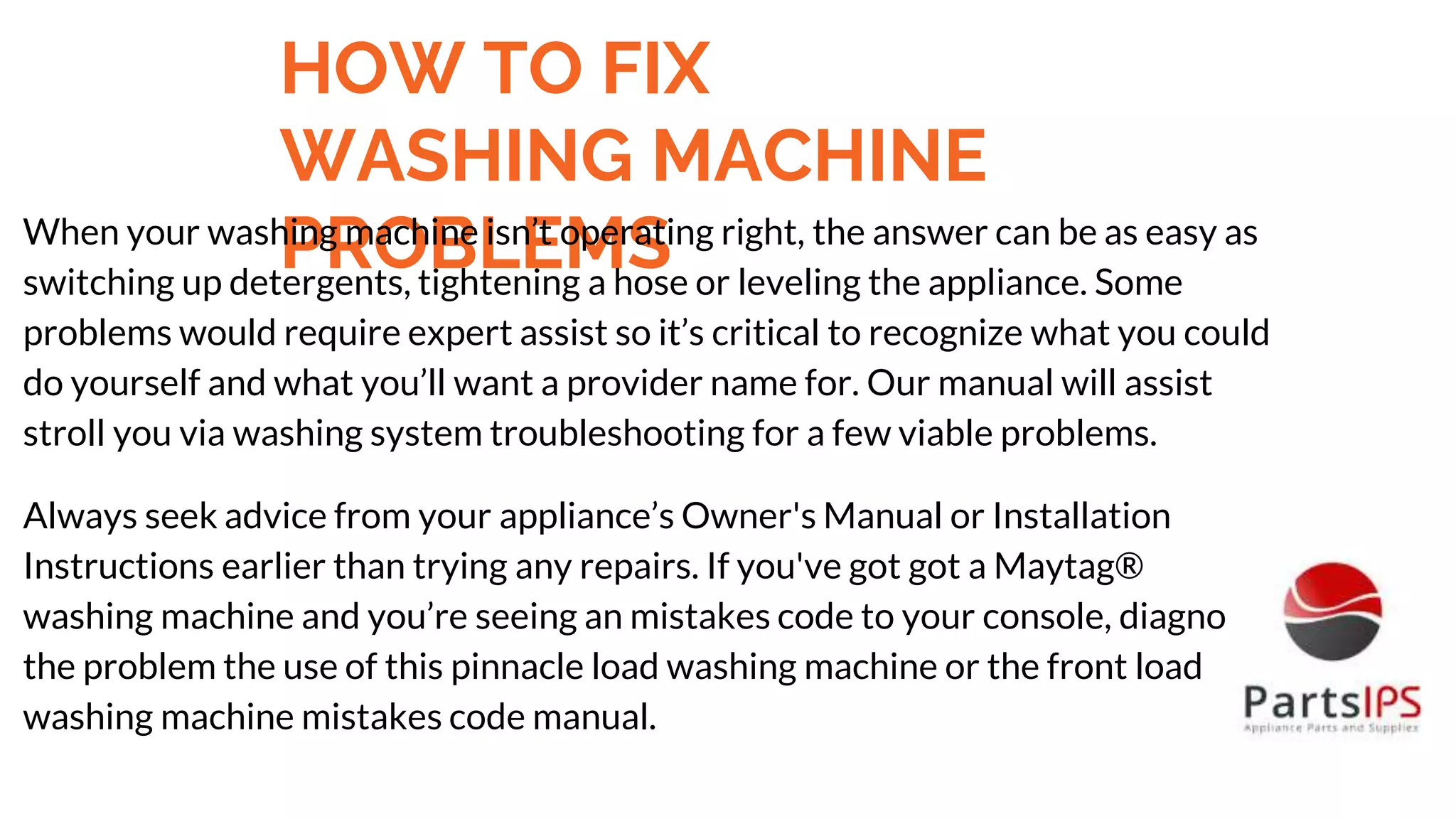Maytag washing machine repair manual