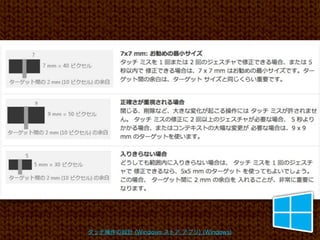タッチ操作の設計 (Windows ストア アプリ) (Windows)
 