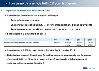 4.1 Les enjeux de la période 2015-2020 pour Escalquens
 L’enjeu lié à la baisse des dotations d’Etat :
► Cette baisse imp...