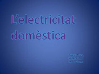 L’electricitat domèstica                                                                                              Raquel Maza,                                                                                              Mónica Bou i                                                                                              Maria Vicens 