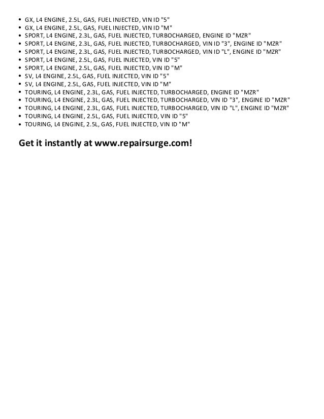 Mazda Cx 7 Repair Manual 07 11