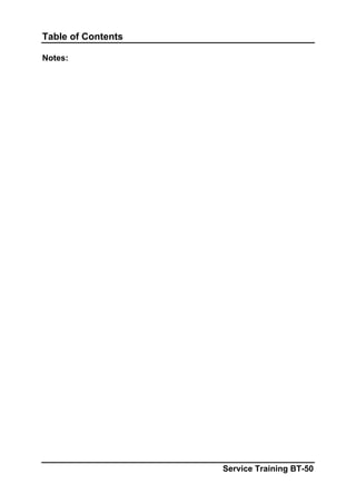 Table of Contents
Notes:
Service Training BT-50
 