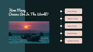 How Many
Oceans Are In The World?
Arctic Ocean
Atlantic Ocean
Indian Ocean
Pacific Ocean
Southern Ocean
 
