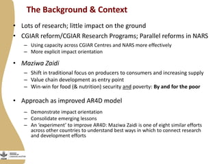 Maziwa Zaidi: Tanzania smallholder dairy value chain R4D program—An experiment to improve AR4D