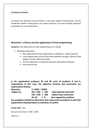 Mb0048 operations research (1) | DOCX