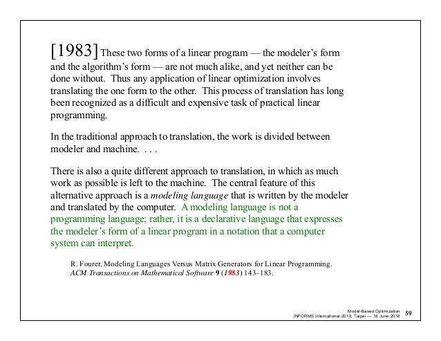 Model Based Optimization Informs International - 