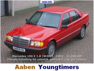 meer info  Mercedes 190 E 1.8 (W201)   1991   32.000 KM Fiscale bijtelling bij zakelijk gebruik € 136 per maand 