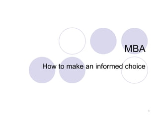 MBA How to make an informed choice 