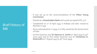 Rbi First Extablished MBA-2 Functions Of RBI | PPTX