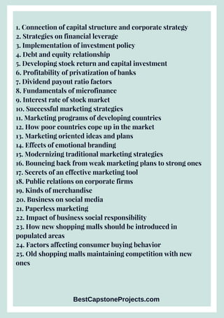 MBA Capstone Project Ideas | PDF