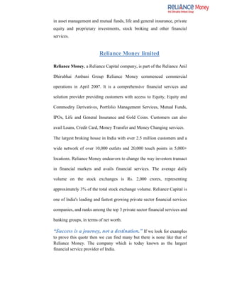 Mba finance-project-report-on-a-competitive-analysis-of-trading-in-reliance-money