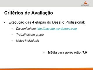 Critérios de Avaliação
 