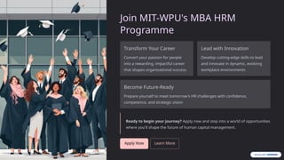 MBA Human Resource Management From MIT-WPU | PPTX