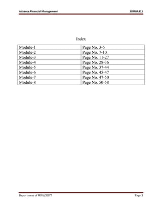 Mba iii-advanced financial management [10 mbafm321]-notes | PDF