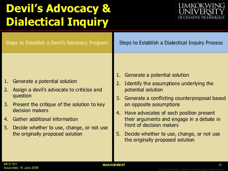 Devil's Advocacy And Dialectical Inquiry