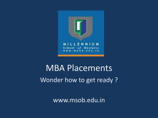 MBA Placements
Wonder how to get ready ?
www.msob.edu.in
 