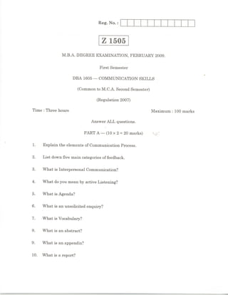 MBA Question Papers